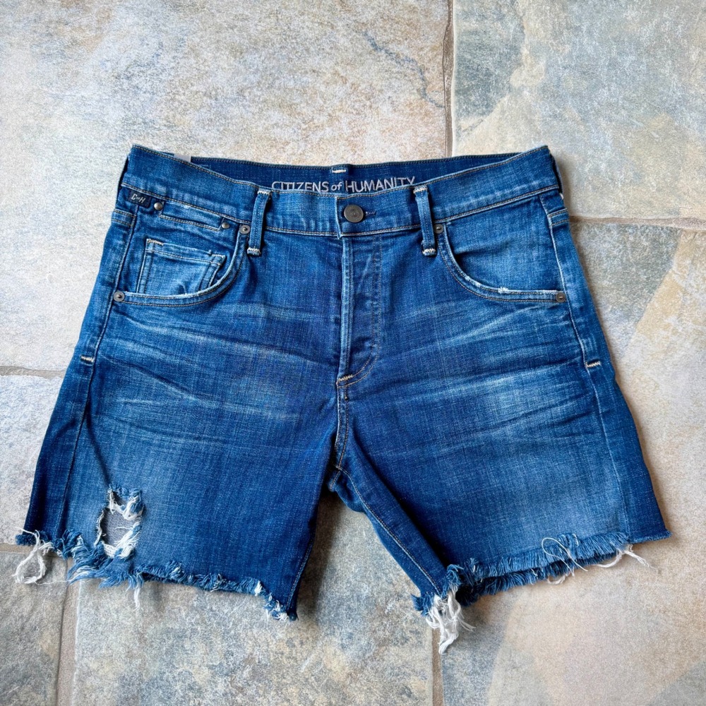 Y2K Citizens of Humanity Emerson Slim Boyfriend Jean Shorts‎ Sz 26 Distressed